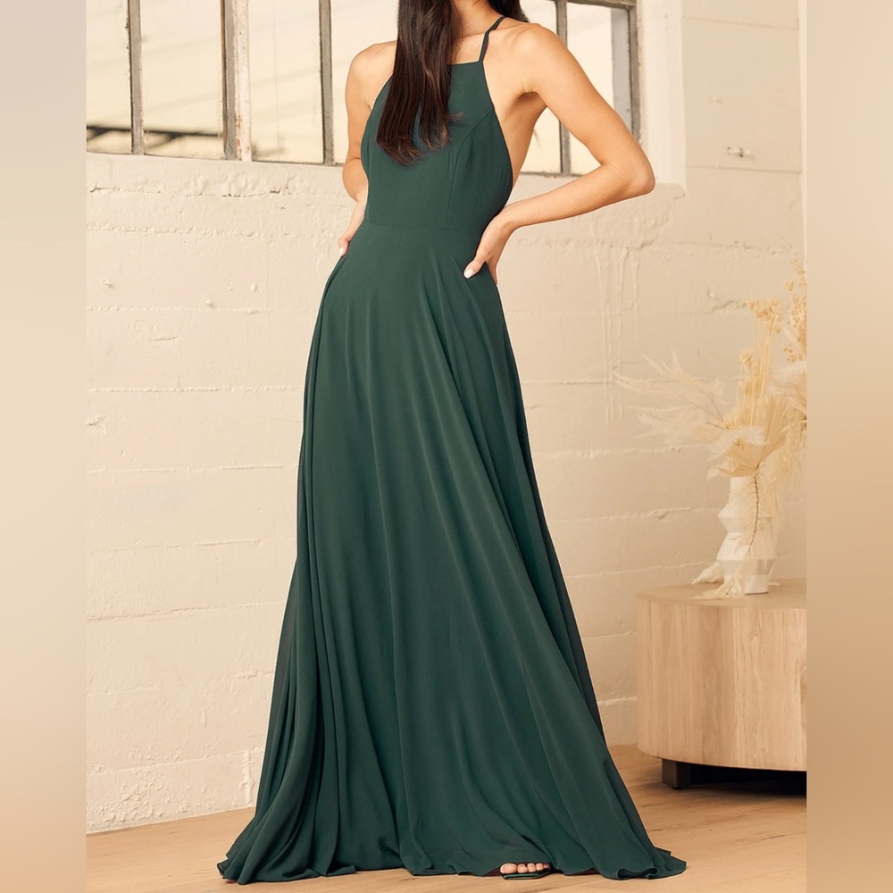Lulu’s Mythical Kind of Love Dark Green Maxi Dress